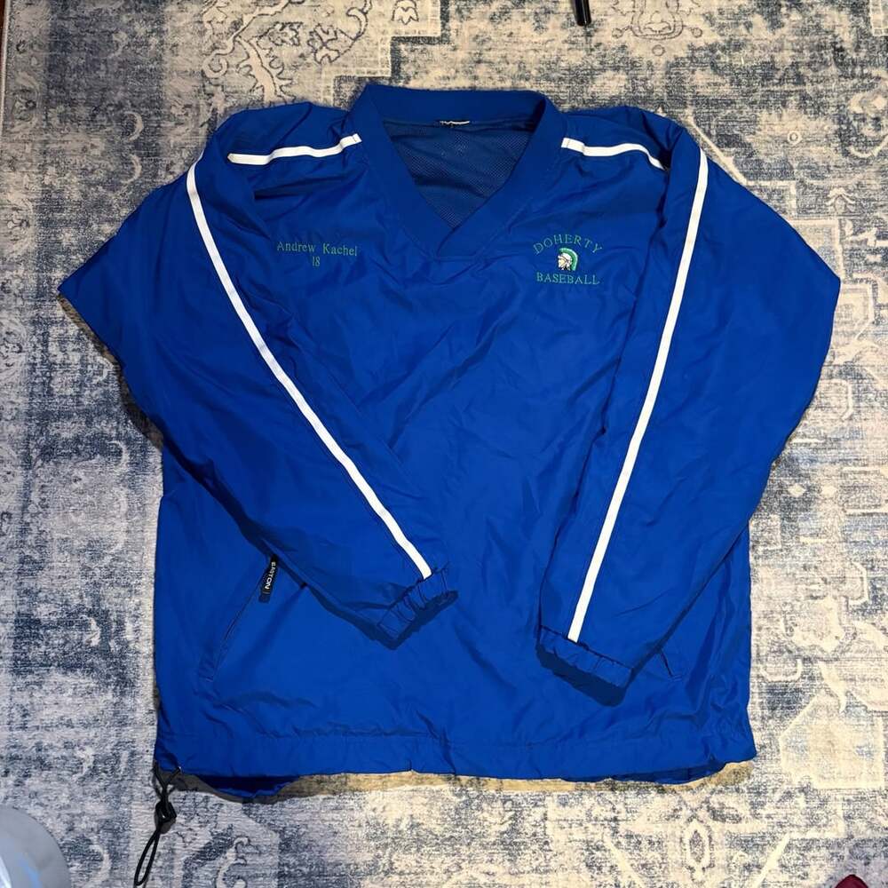 Easton Doherty Baseball Windbreaker Pullover Jacket Andrew Kachel 18 Blue